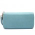 LP6683 - Miss Lulu Women Leather Look Double Zipped Long Purse Light Blue